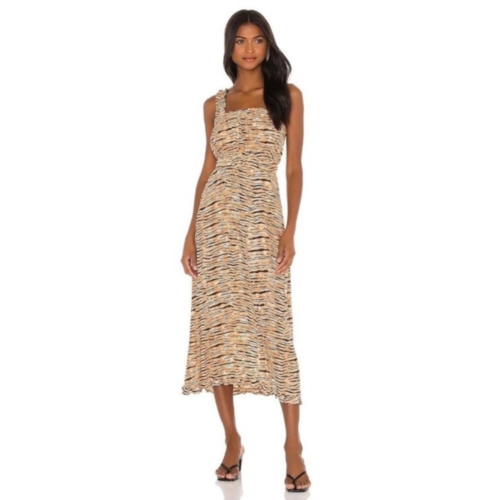 Faithfull the Brand Midi Dress Size XS Saint St Tropez Wyldie Tiger Animal Print